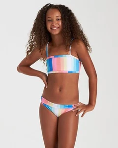 Billabong Girl's Size 8 2 Pc Bikini Swimsuit Me N You Strappy Tank Stripe - Picture 1 of 2