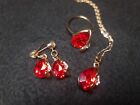 Golden And Red Tone Jewelled Necklace And Earrings Set
