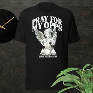 Camiseta deportiva unisex Pray for My Opps Angel Street Wear Pro Club Shaka gráfico - Imagen 1 de 10