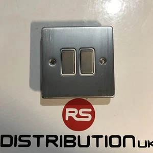 Schneider 2 Gang 2 Way Brushed Chrome Switch GU1522WBC - Picture 1 of 3