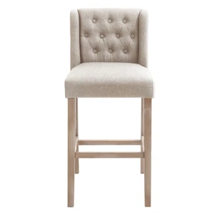2x Kitchen Breakfast Bar Stool Button Back Linen Padded Counter Chair Barstools - Picture 1 of 5