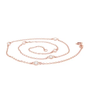 2.9MM Round Cut Moissanite Bezel Set Station Chain Necklace Sterling - Picture 1 of 17