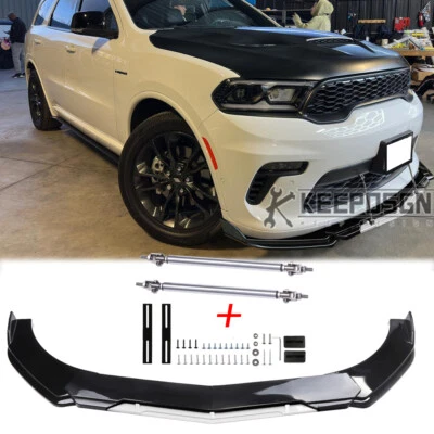 Piezas de alerón divisor de labios de parachoques delantero blanco brillante para Dodge Durango GT R/T SRT Foto 1 de 4
