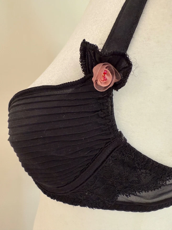 Sutiã Aubade Paris Balconette Demi 1/2 xícara tamanho 36B preto sutiã push up com fio - Imagem 1 de 4