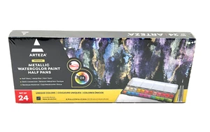 Pinturas metálicas de acuarela Arteza, conjunto de 24 medias sartenes colores únicos *NUEVAS* - Imagen 1 de 1
