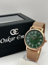 Oskar Emil Classic LAWRENCE Quality Unisex Rose Gold Mesh With Green Dial Watch