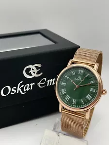 Orologio Oskar Emil Classic LAWRENCE Qualità Unisex Maglia Oro Rosa Con Quadrante Verde - Foto 1 di 3