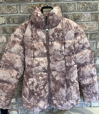 Chaqueta Athleta Downtown Antoinette Abrigo acolchado estampado floral rosa talla M Foto 1 de 4