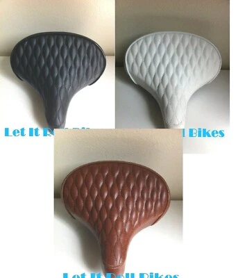 BICYCLE BEACH CRUISER SEAT 10" X 10" OVAL TREAD BLACK or WHITE or BROWN  - Image 1 of 2