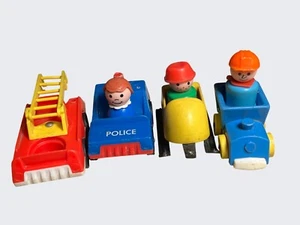 Fisher-Price Little People Vintage Vehicles Set Of 4 Plastic Vehicles 3 People - Picture 1 of 9