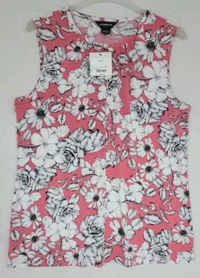 NWT Liz Claiborne Career Womens Sleeveless Top Size XLT Pink Floral NWT (ZO) - Image 1 of 4
