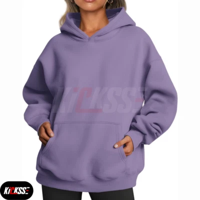 Kicksse Women’s Oversized Hoodie – Light Purple Fleece Sweatshirt, Cozy Pullover - Image 1 of 4