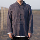 Herren Retro-Stil chinesische Tang Jacke Shirts Baumwolle Leinen Kapuzenmantel Oberteile Freizeit