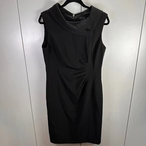 Tahari Arthur S. Levine Women Sz 12 Black Sheath Dress Luxury Minimalist Mobwife - Picture 1 of 9