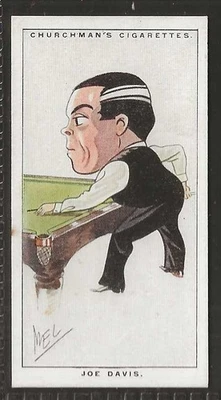 CHURCHMAN-MEN OF THE MOMENT IN SPORT 1928-#09- BILLIARDS SNOOKER - JOE DAVIS - Image 1 of 2