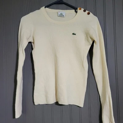 Suéter Pullover Lacoste Botón Hombro Crema Jóvenes Niñas Talla 38 Mediano Foto 1 de 4