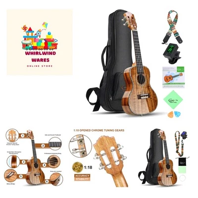 Professional Concert Ukulele 23 Inch for Adults, Koa Acacia Solid Wood Ukelel... - Image 1 of 4
