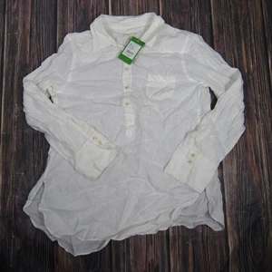 Lilly Pulitzer Shirt Womens 12 Resort White Deanna Popover Linen Pullover New - Picture 1 of 6