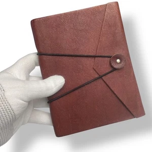 Cubierta de cuero genuino forrada diario cuaderno diario de viajero planificador 5x6,5 pulgadas - Imagen 1 de 8