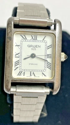 Ladies Vintage Gruen Silver 925 Case With Stainless Steel Back & Bracelet - Image 1 of 4