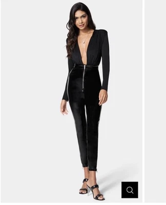 NWTS! Bebe Patent Leather Black Catsuit Size S - Image 1 of 4