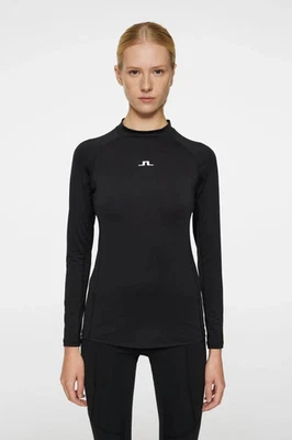 J. LINDEBERG MUJER LORENA NEGRO MANGA LARGA TOP PEQUEÑO GOLF NUEVO CON ETIQUETAS Foto 1 de 4