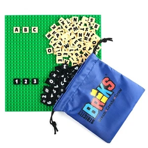 Alphabriks W/ Baseplate, Green 2x2 briks, 200 Piece - Picture 1 of 6