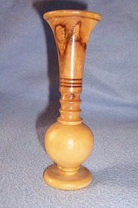 vtg Hand turned ALL Wood Carved VASE natural beauty 5 inch tall very beautiful! - Picture 1 of 4