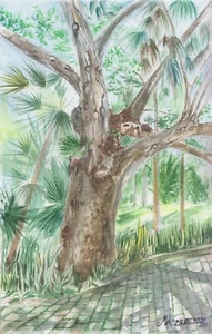 ORIGINAL Watercolor Painting - The Tree at Mayaland, Chichen Itza, Mexico, 2021 - Picture 1 of 2