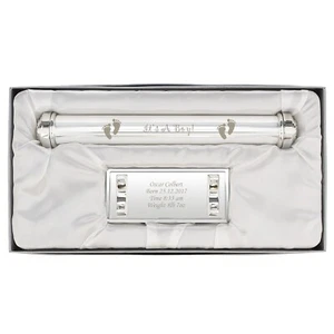Engraved Silver Plated Certificate Holder Baby Boy Girl Christening Baptism Gift - Picture 1 of 11