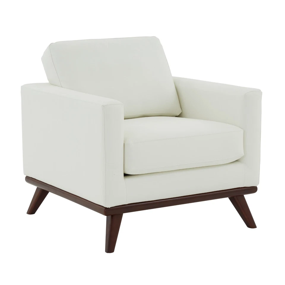 Sillón LeisureMod Chester moderno de cuero sintético con base de madera de abedul Foto 1 de 1