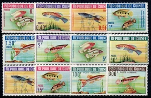 1964 - Guinea - Pesci diversi, 10 val. + 2 PA MNH** - Picture 1 of 1