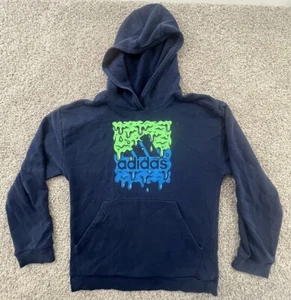 Adidas Sweater Juniors Extra Large Blue Hoodie Big Logo Graphic Youth - Picture 1 of 11