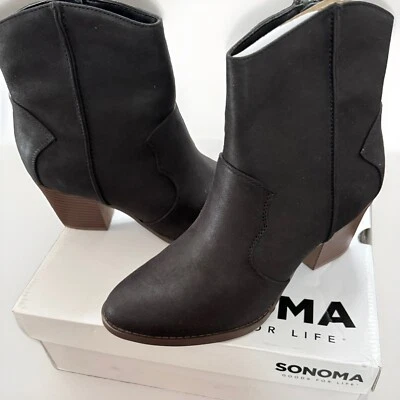 Sonoma Womens Cabeza Western Side Zip Ankle Booties Black Sz 8M - Image 1 of 4