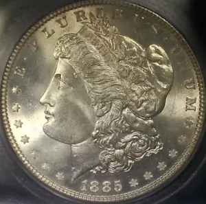 1885-P Morgan Silver Dollar - Graded MS64+ by ICC - Free Shipping - Picture 1 of 4