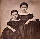 Photo Two Young Sisters In Pretty Black Dresses 1859 St. Louis Vintage READ
