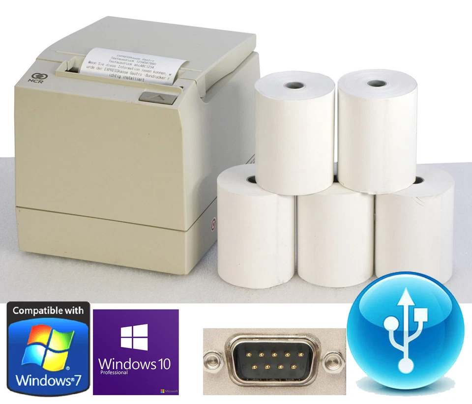 USB RS-232 Pos Printer Receipt NCR-7197 For Win 7 XP+5xBONROLLS - Image 1 of 1