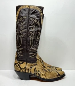 Vintage Exotic Snakeskin Cowboy Boots Men’s Size 12 Side Zip Vibram Sole - Picture 1 of 11