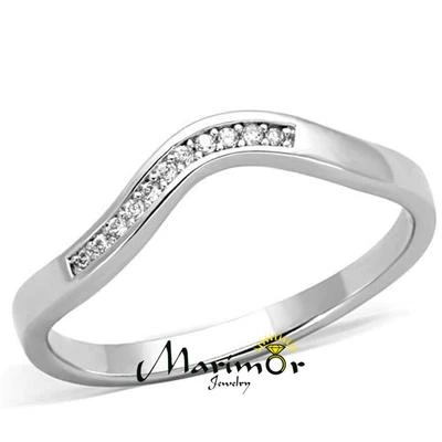 Anillo de promesa de banda curva de acero inoxidable de circonita cúbica de 0,06 quilates para mujer talla 5-10 Foto 1 de 4
