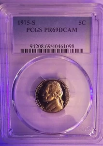 New Price 1975-S Proof Jefferson Nickel PCGS PR-69 DCAM FREE SHIPPING - Picture 1 of 2