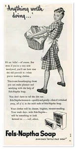 Publicidad impresa Jabón de nafta Fels cualquier cosa que valga la pena hacer 1946 anuncio de 2/3 páginas - Imagen 1 de 4