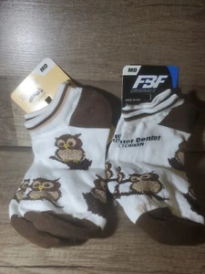 2 Pair Owl Print Socks Size Medium 5-10 Comfy NO SHOW SOCKS  - Picture 1 of 3