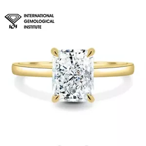 IGI, Radiant Cut Lab grown Diamond Engagement Ring 1.05Ct D VVS In Yellow Gold - Picture 1 of 15