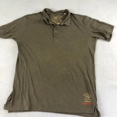 Camisa polo masculina Margaritaville marrom média Jimmy Buffet manga curta casual - Imagem 1 de 4