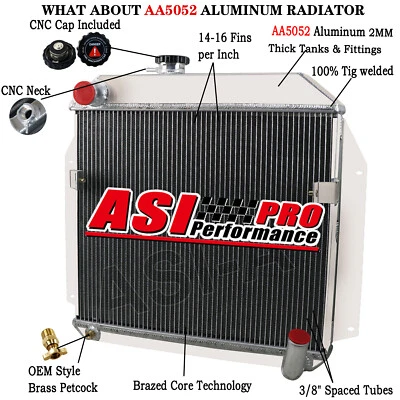 2 Row Aluminum Radiator Fit 1955-56 Plymouth Belvedere Fury Plaza Savoy Suburban Foto 1 de 4