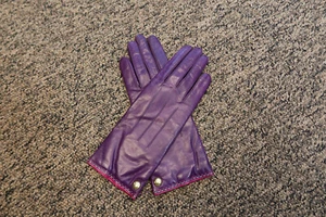 New $98 Coach Women's Leather Basic Gloves - Size 6.5 - PLUM -  # 82821 - Picture 1 of 4