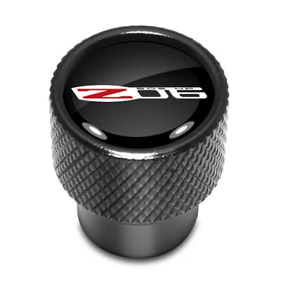 Chevrolet Corvette C6 Z06 Logo in Black on Black Aluminum Tire Valve Stem Caps - Image 1 of 4