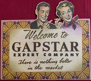 Odd 1950s Mock-Up Counter Advertising Sign Celebrating Expertness & Smoking - Picture 1 of 2