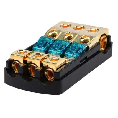 3-way 0/4/8AWG 60A Fuse Holder Power Ground Car Audio Cable Distribution Block  - Image 1 of 4