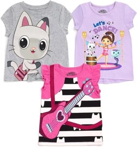 Dreamworks Gabby Dollhouse Girl's Graphic T-shirts 3pc Set Gray/Purple/Pink 7-8 - Picture 1 of 10